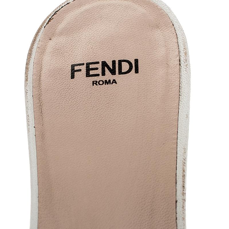 Fendi Grey Patent Leather Slide Sandals Size 37.5 1
