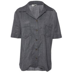 Fendi - Chemise à manches courtes en laine perforée grise M