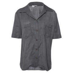 Fendi Camisa de lana gris perforada de manga corta M
