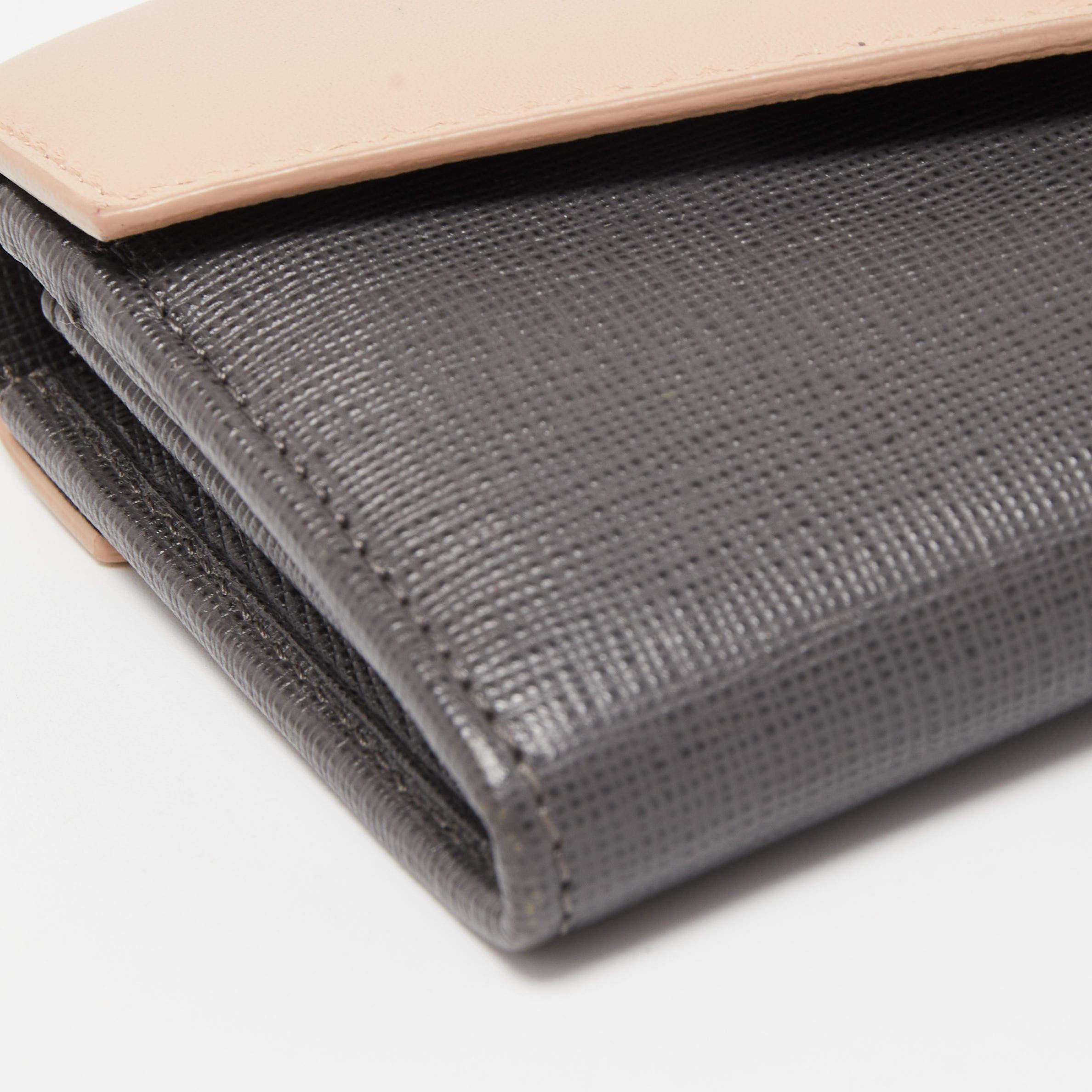 Fendi Grey/Pink Leather 2jours Envelope Continental Wallet 3