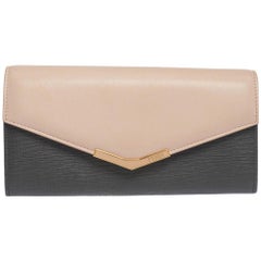 Fendi Grey/Pink Leather Envelope Continental Wallet