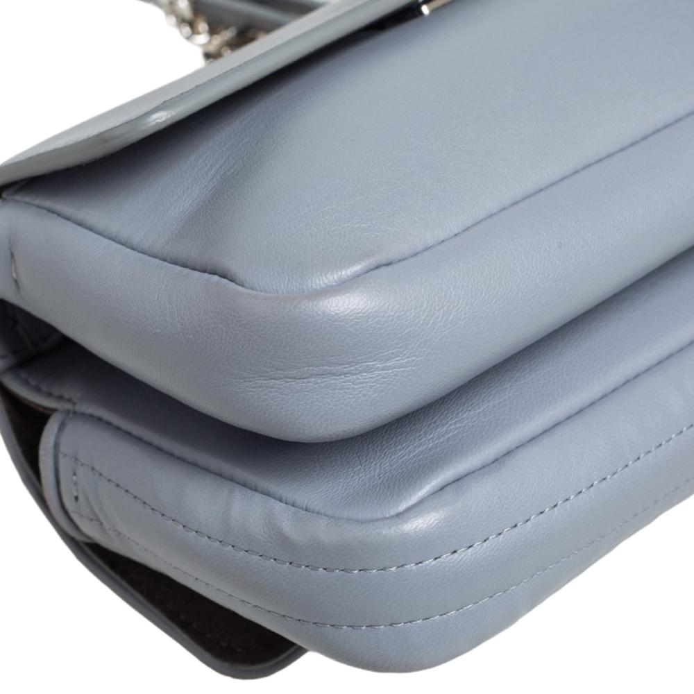 Fendi Grey Quilted Leather Micro Double Baguette Bag In Good Condition In Dubai, Al Qouz 2