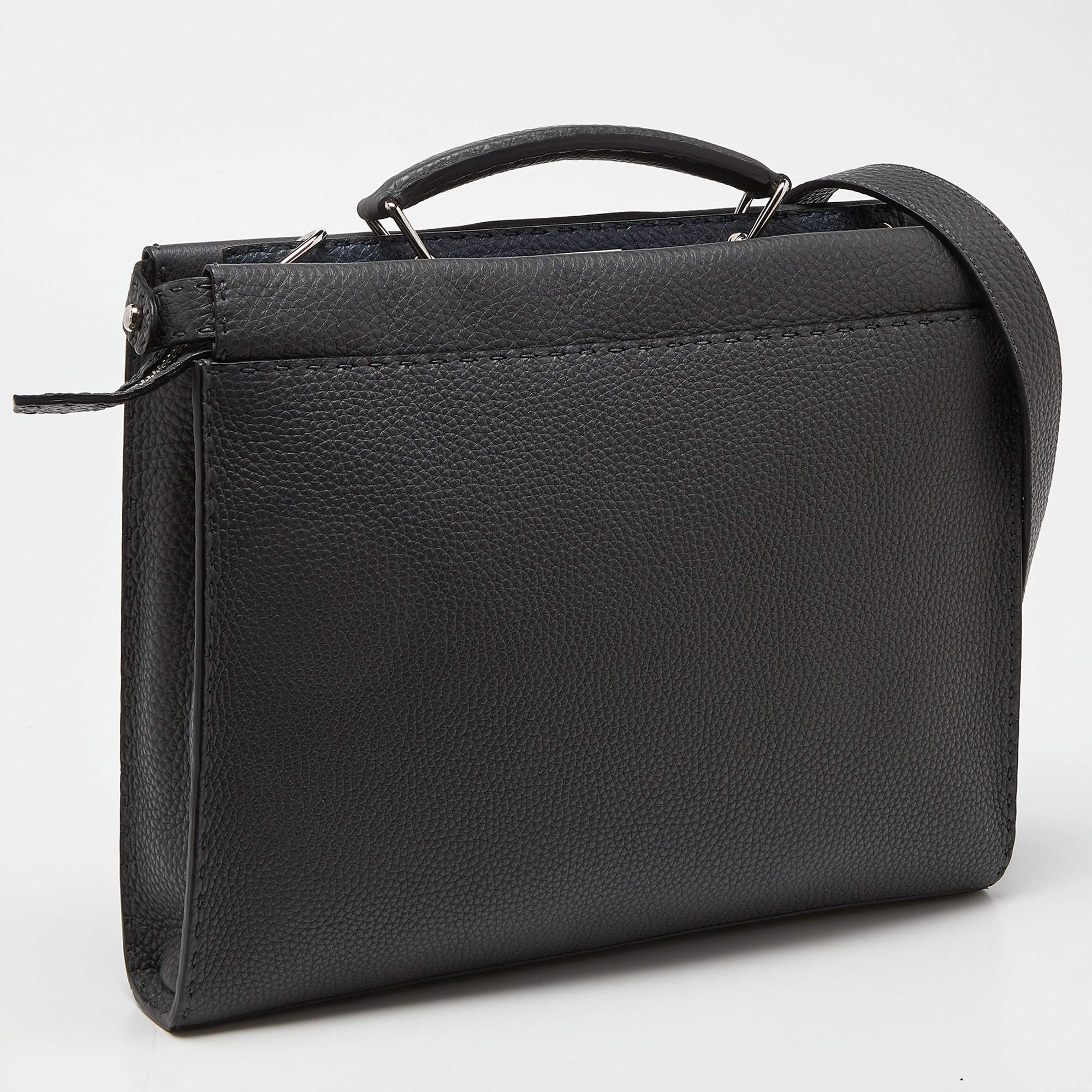 Fendi Grey Romano Selleria Leather Peekaboo ISeeU Briefcase For Sale 1