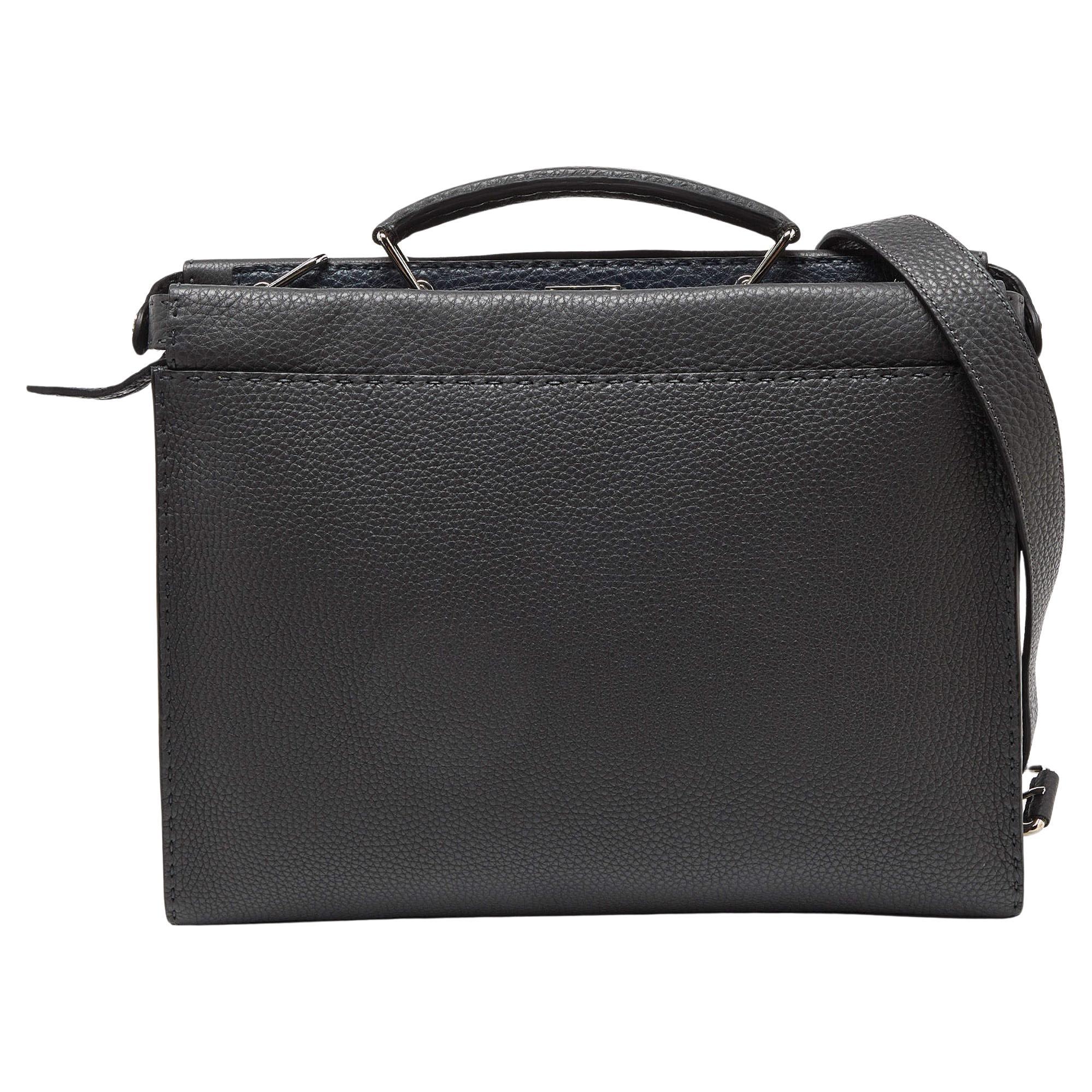 Fendi Grey Romano Selleria Leather Peekaboo ISeeU Briefcase For Sale