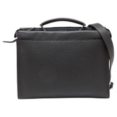 Used Fendi Grey Romano Selleria Leather Peekaboo ISeeU Briefcase