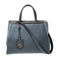 Fendi Grey Saffiano Leather Medium 2Jours Top Handle Bag