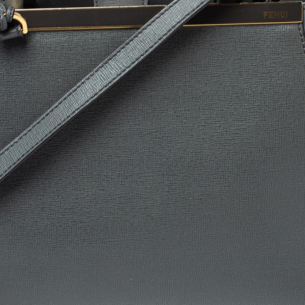 Fendi Grey Saffiano Leather Small 2Jours Tote 3