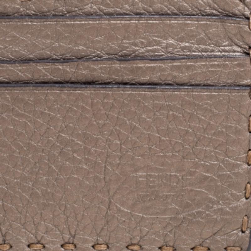Fendi Grey Selleria Leather Card Holder For Sale 6