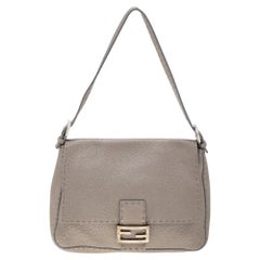 Fendi Grey Selleria Leather Mama Forever Shoulder Bag