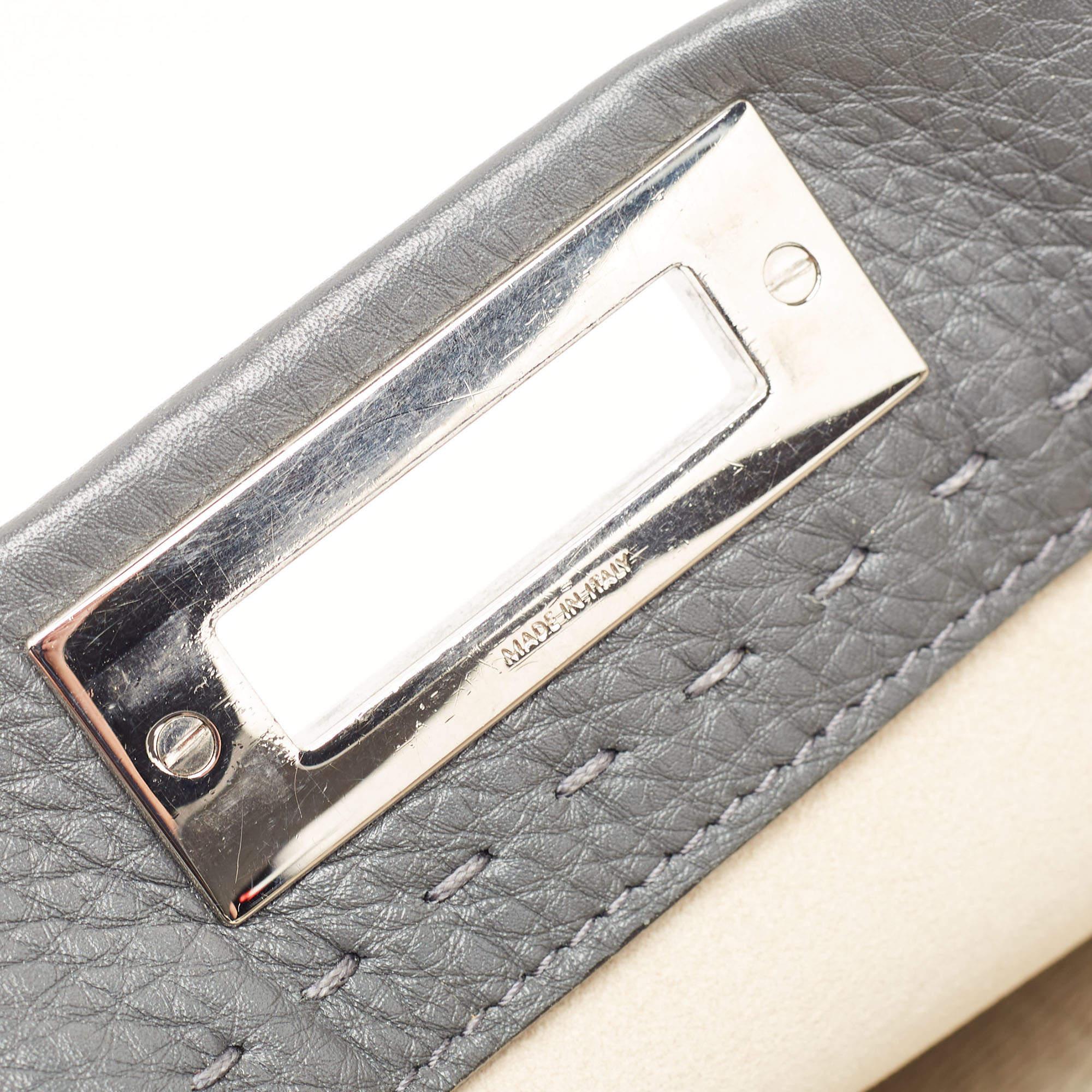 Fendi Grey Selleria Leather Medium Peekaboo Top Handle Bag 6