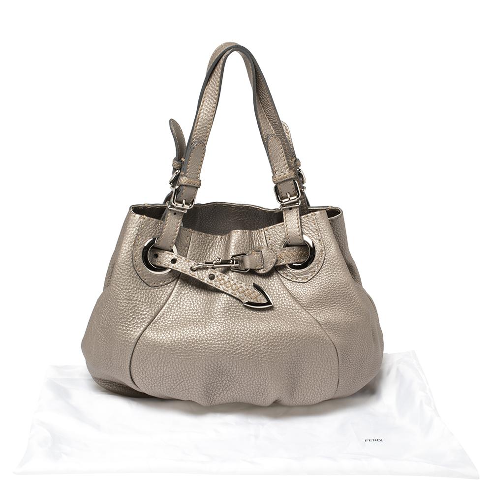 Fendi Grey Selleria Leather Pomodorino Shoulder Bag 4