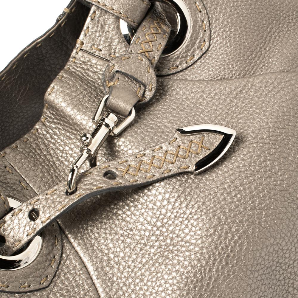Fendi Grey Selleria Leather Pomodorino Shoulder Bag 2