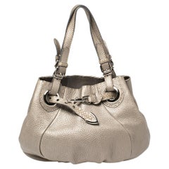 Fendi Grey Selleria Leather Pomodorino Shoulder Bag