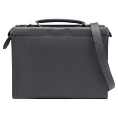 Used Fendi Grey Selleria Leather Romano Peekaboo ISeeU Briefcase