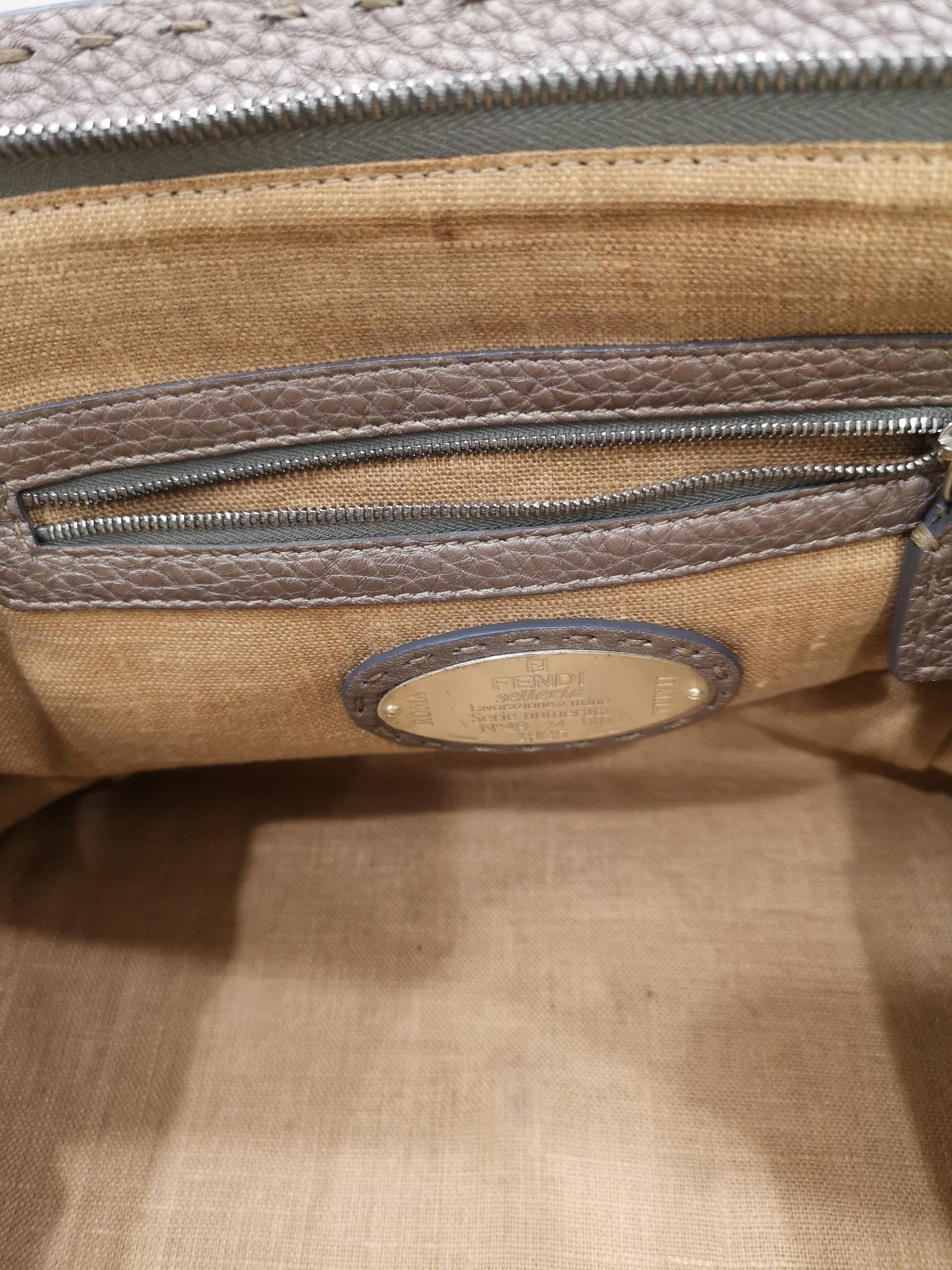 Fendi grey silver leather Selleria handbag  4