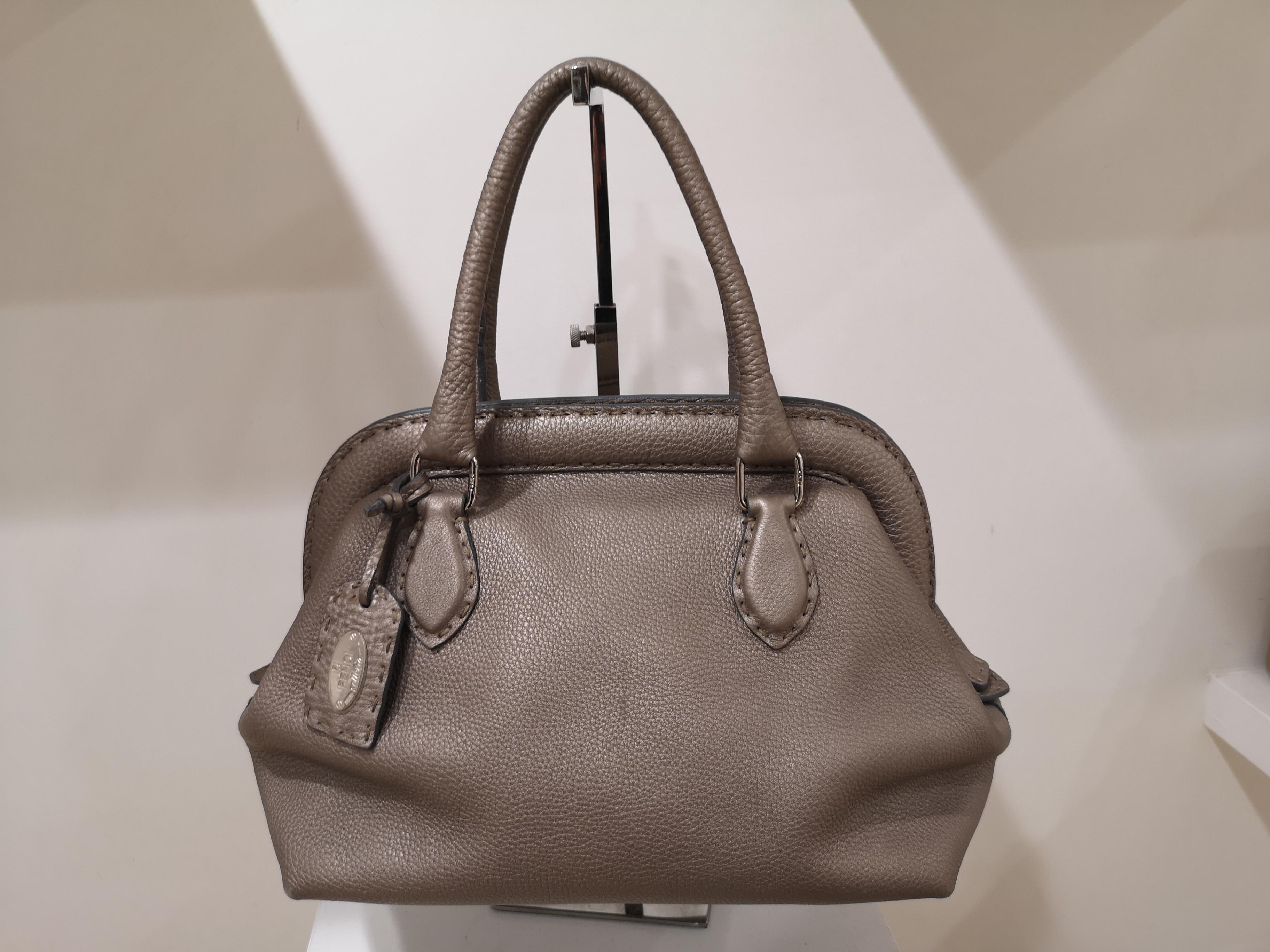 silver leather handbag