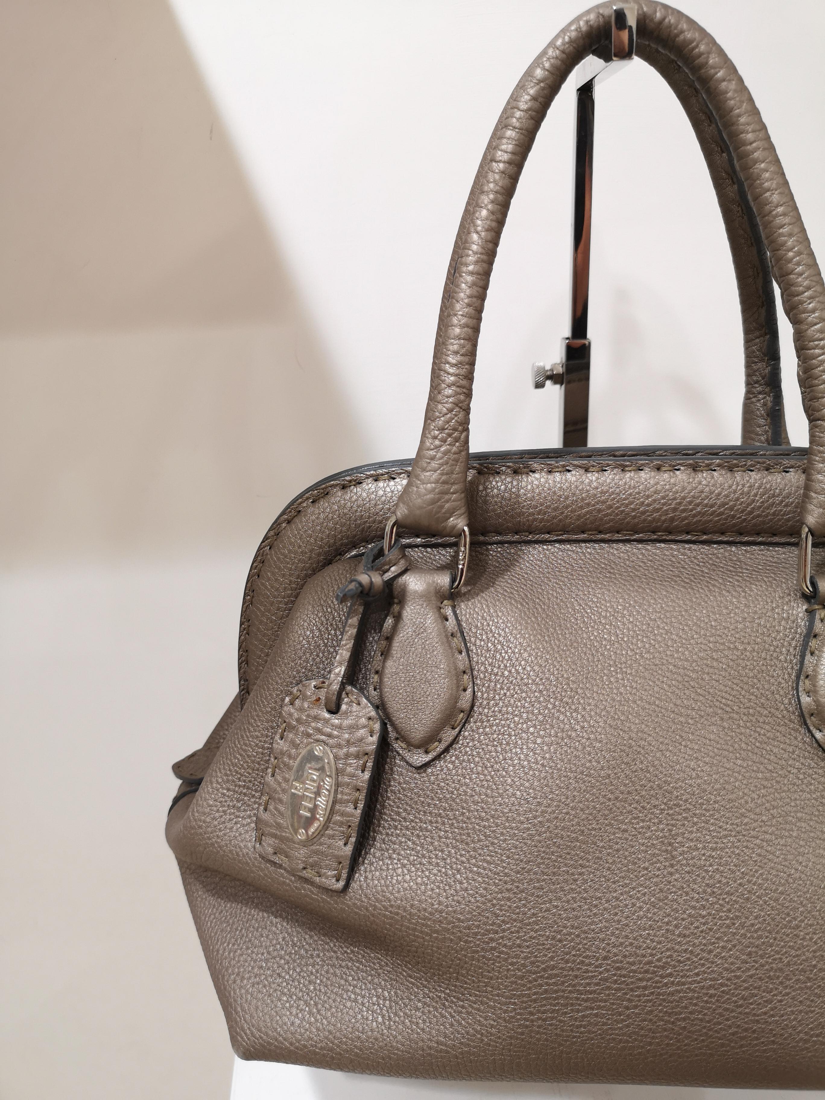 Women's Fendi grey silver leather Selleria handbag 