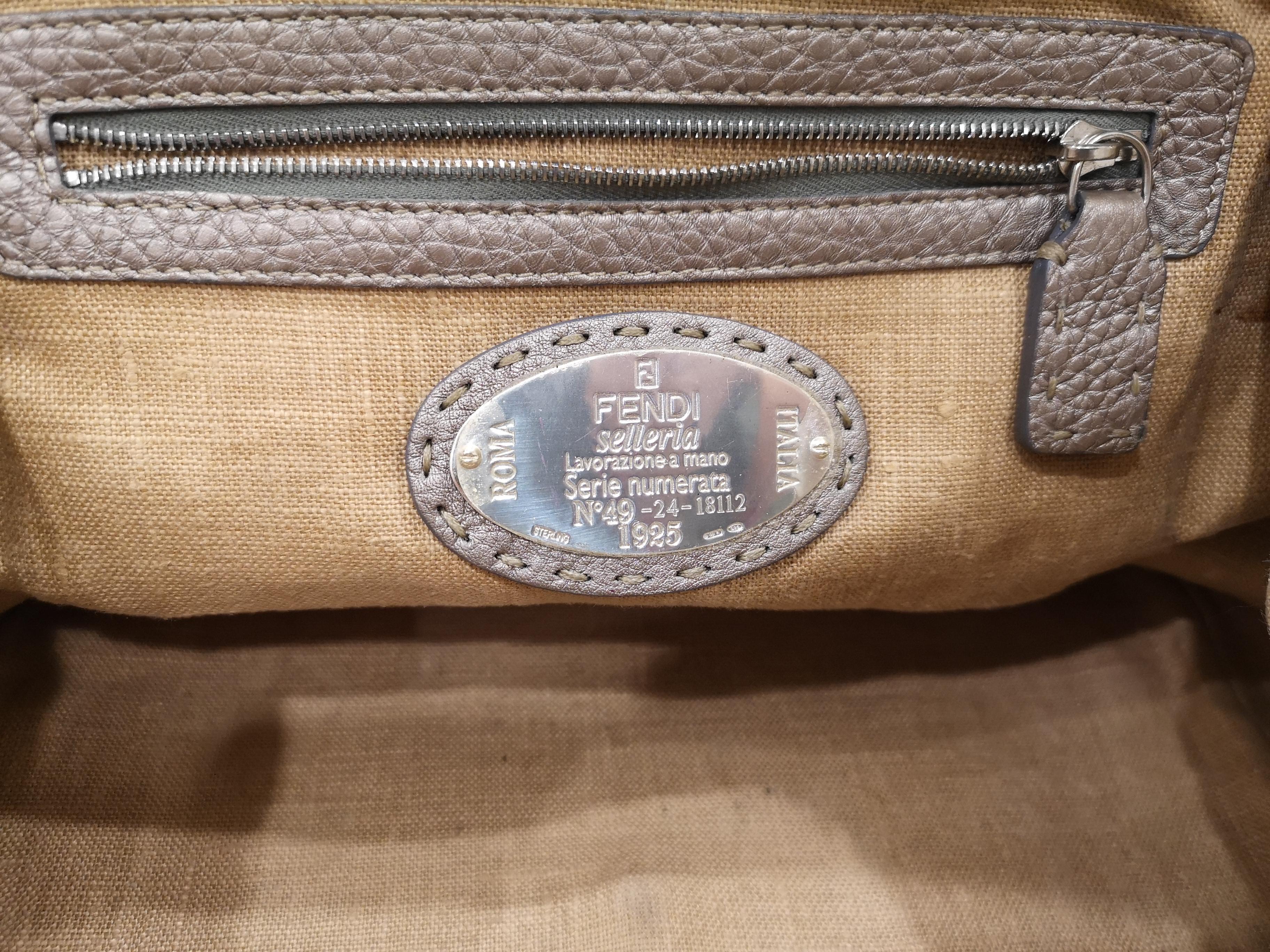Fendi grey silver leather Selleria handbag  3