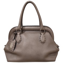 Fendi grey silver leather Selleria handbag
