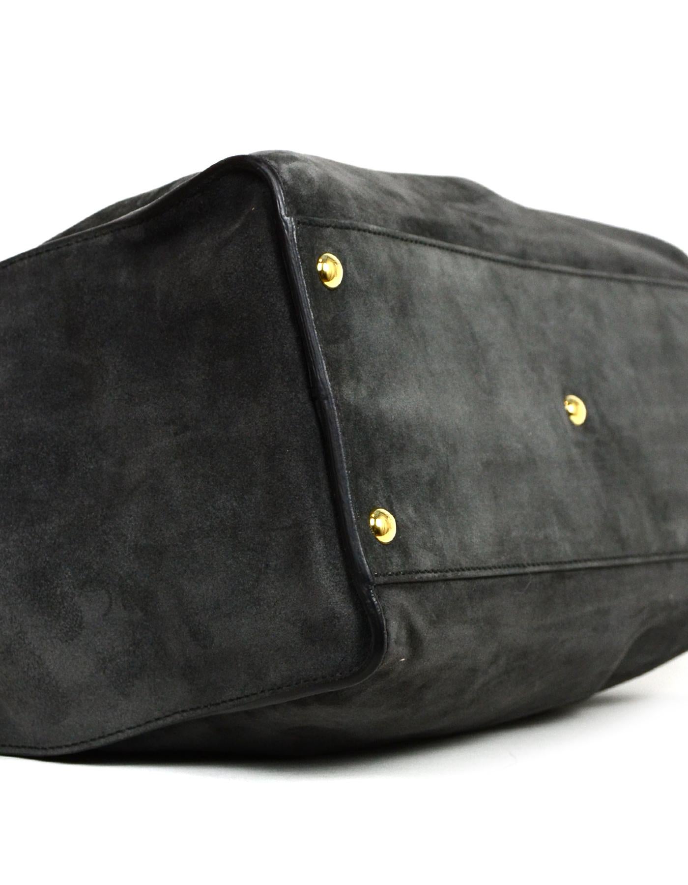 Women's Fendi Grey Suede Large Peekaboo Bag w. Leopard Print Calf Hair Interior rt $4950