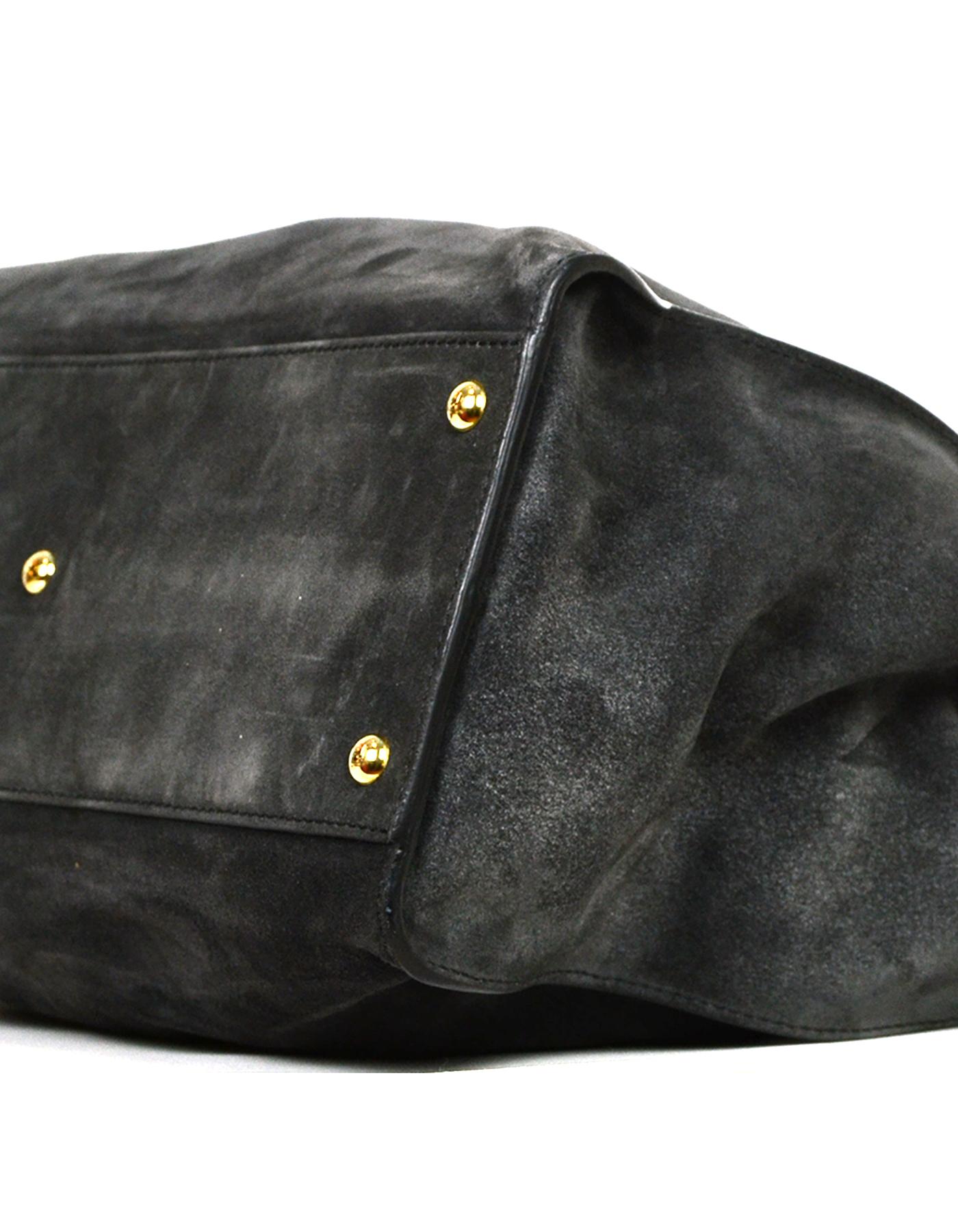 Fendi Grey Suede Large Peekaboo Bag w. Leopard Print Calf Hair Interior rt $4950 1