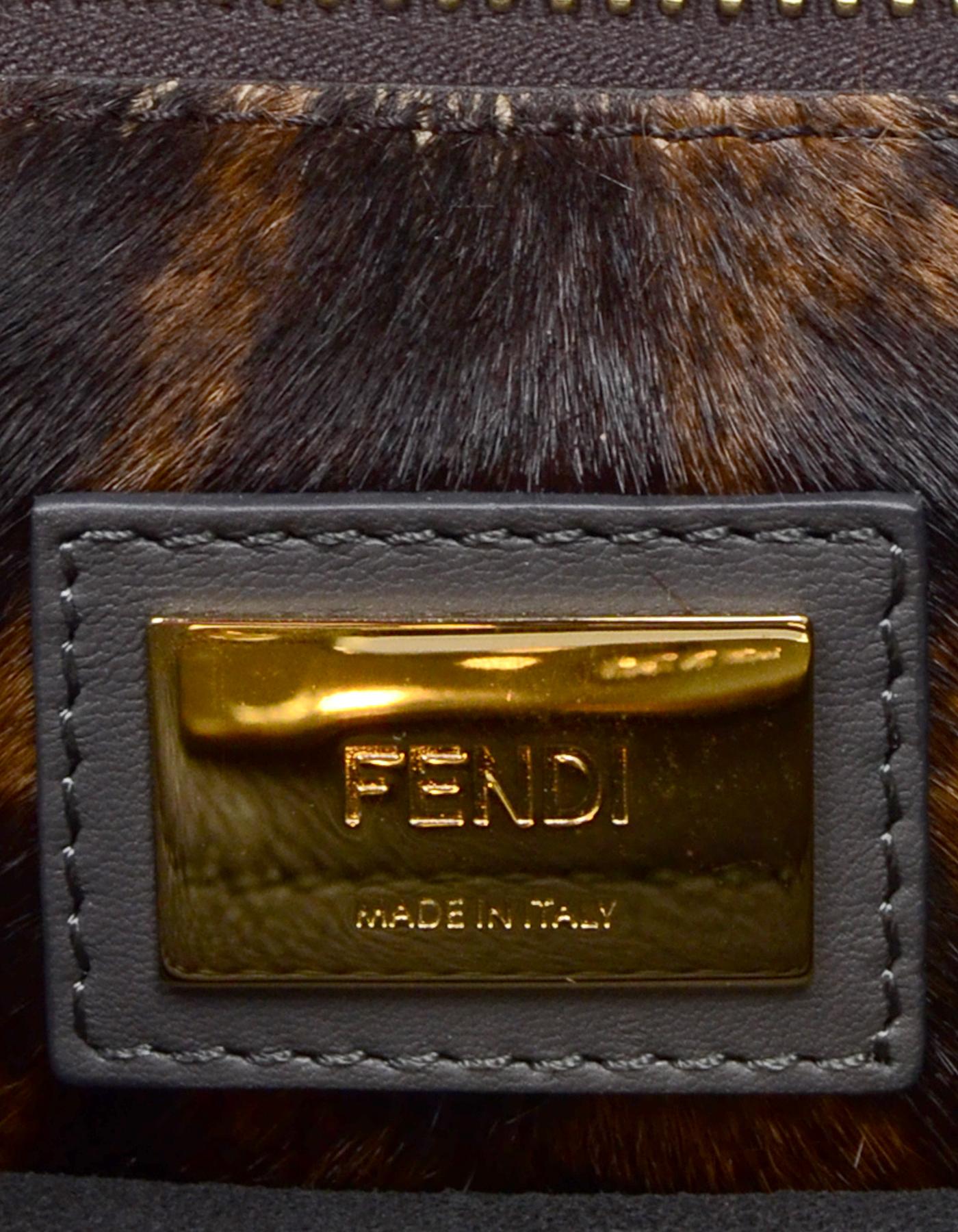 Fendi Grey Suede Large Peekaboo Bag w. Leopard Print Calf Hair Interior rt $4950 3