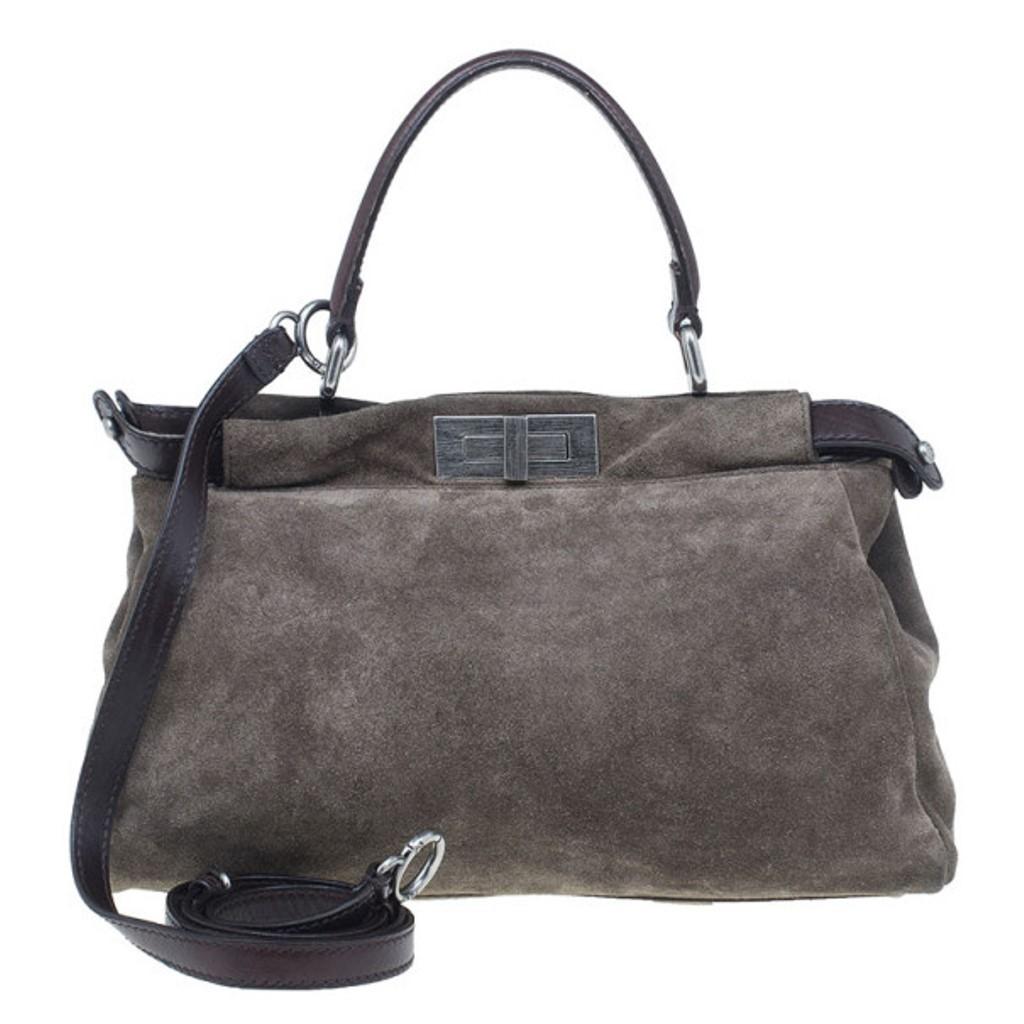 FENDI Gray Grey Suede TO YOU BAG Mini Duffle MIRRORED Handbag at ...