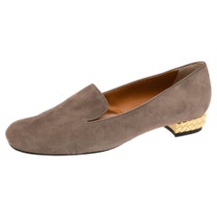 Fendi Grey Suede Studded Heel Smoking Slippers Size 40 Fendi Grey Suede Studded Heel Smoking Slippers Size 40