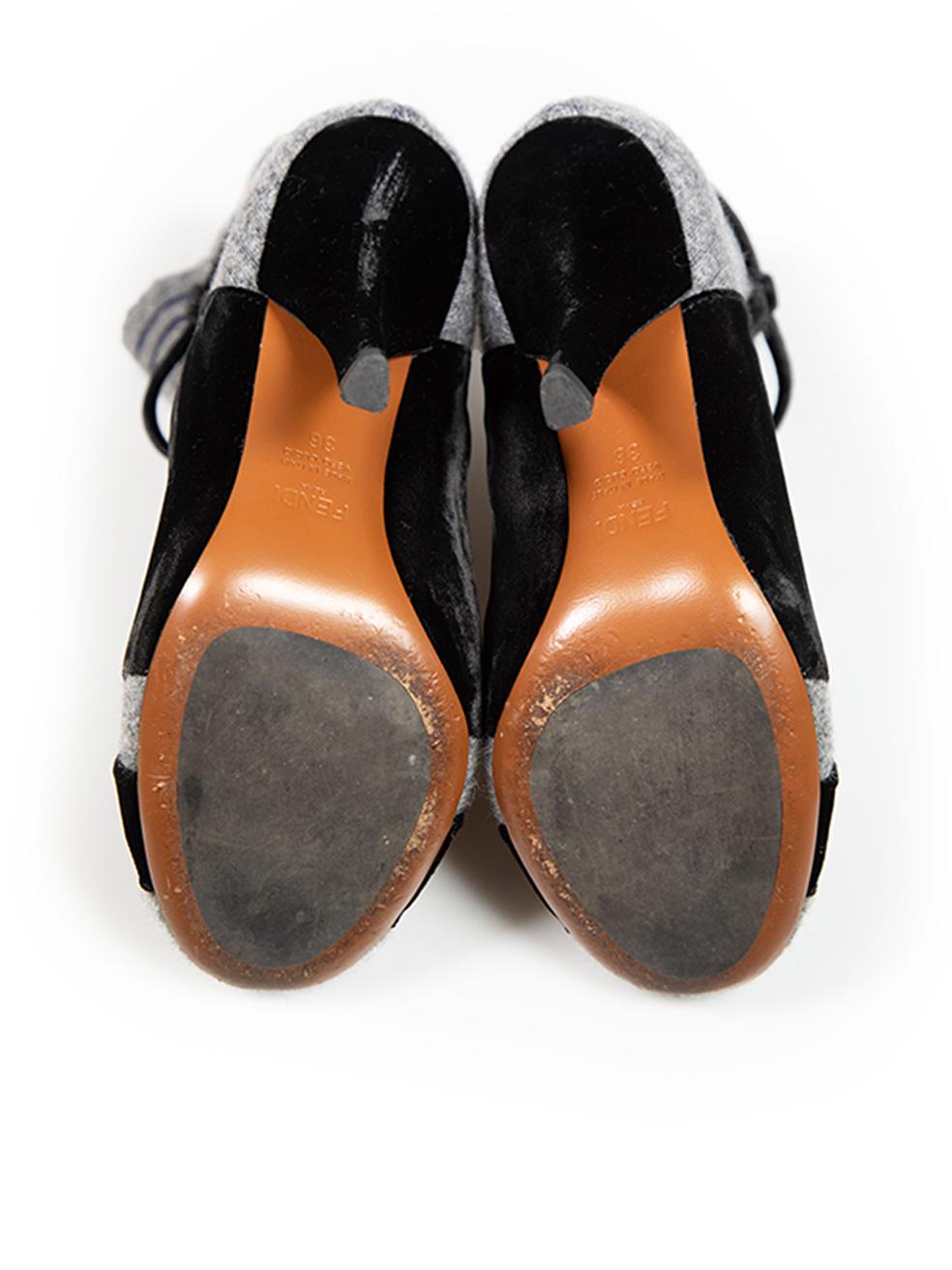 Fendi Grey Velvet Accent Sock Ankle Boots Size IT 36 In Excellent Condition For Sale In London, GB
