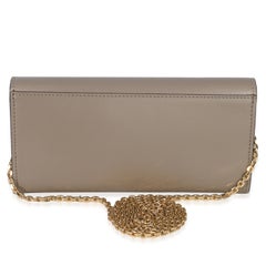 Fendi Grey Vitello King Cruise FF Diamonds Continental Envelope Wallet On Chain