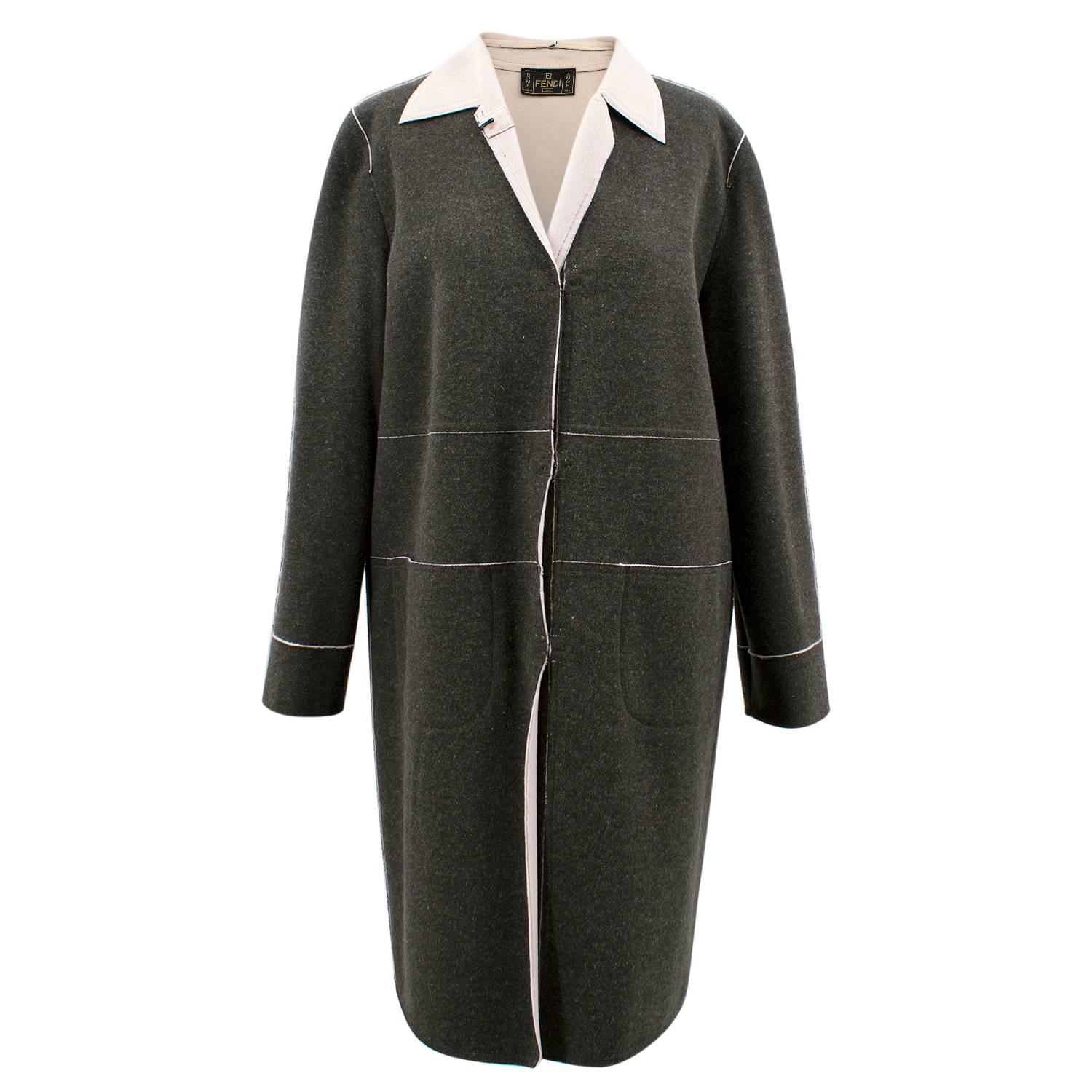 Fendi Grey Wool Coat US 6 For Sale