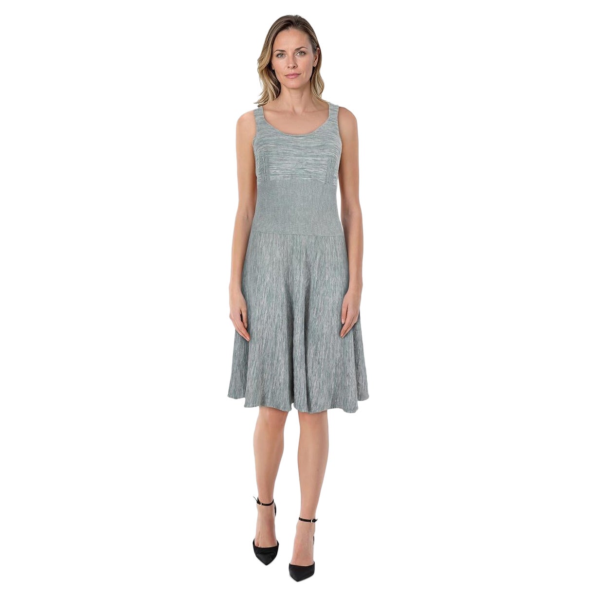 Fendi Graues Wollkreuzträger-Midikleid Größe M im Angebot