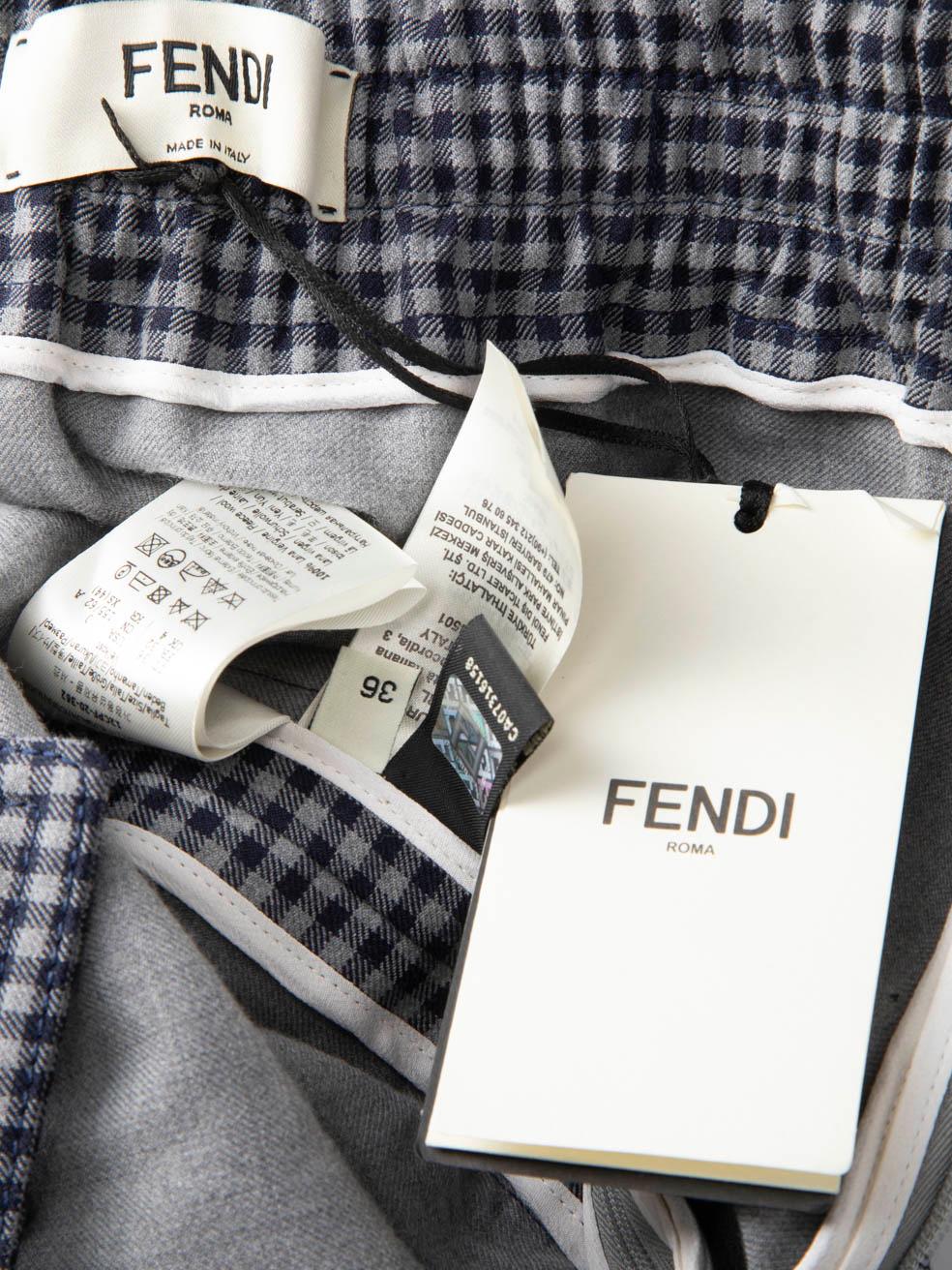 Fendi Grey Wool Gingham Mini Skirt Size XXS In New Condition For Sale In London, GB