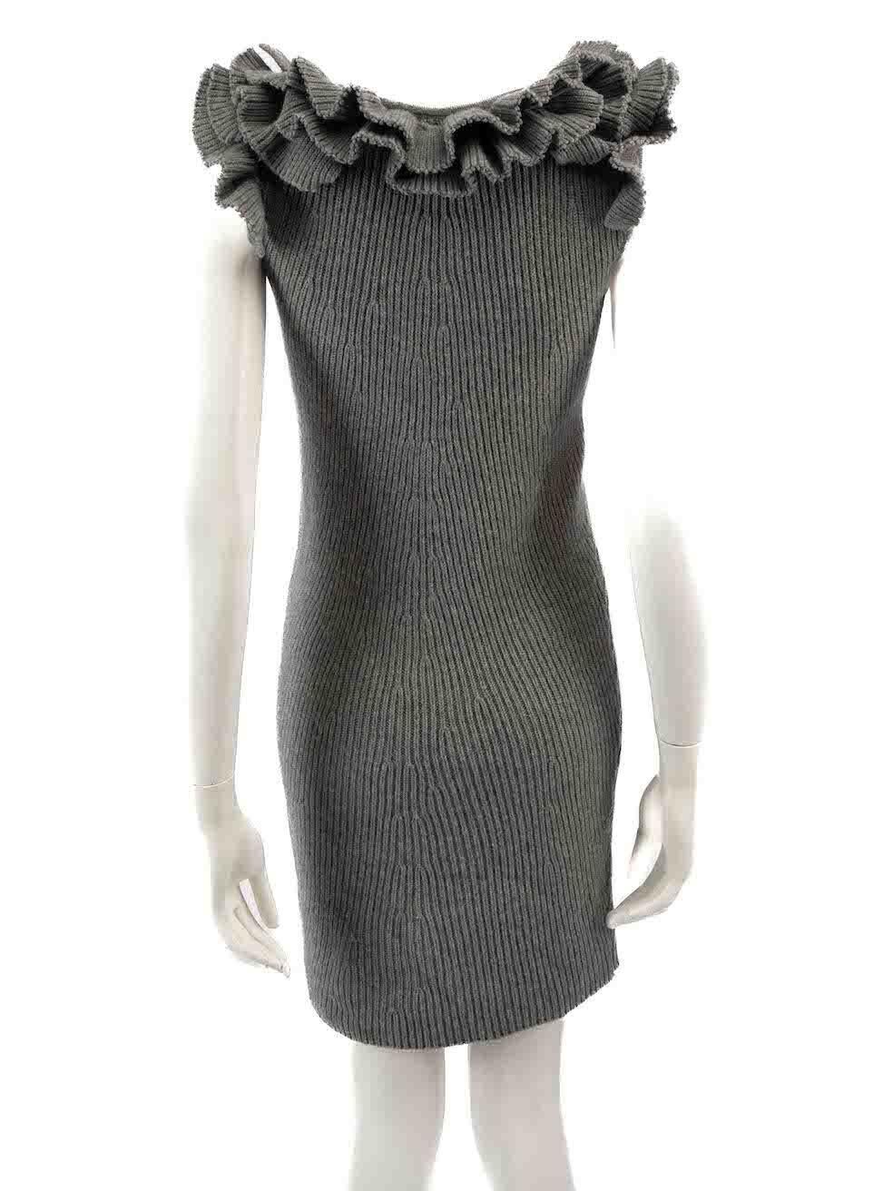 Fendi Grey Wool Knitted Mini Dress Size M In Good Condition For Sale In London, GB