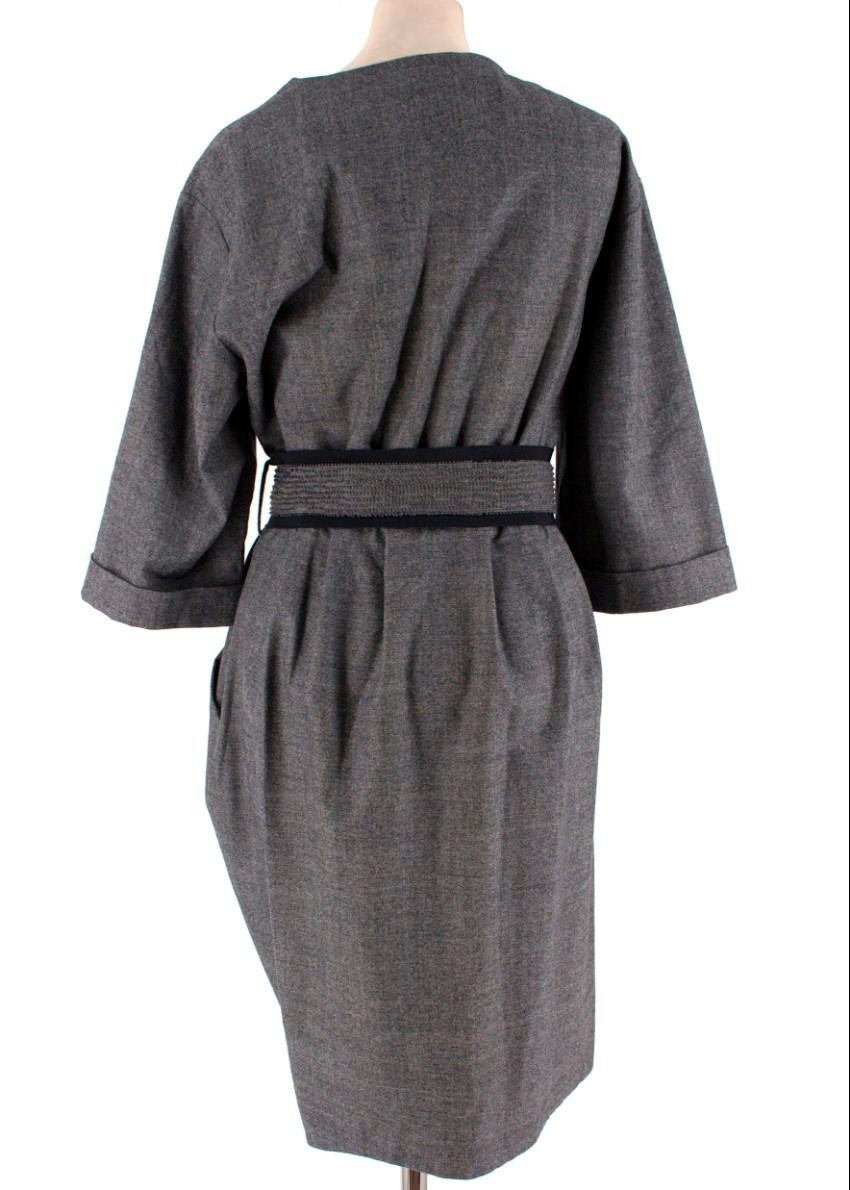 Gray Fendi Grey Wool Pleated Dress IT 42