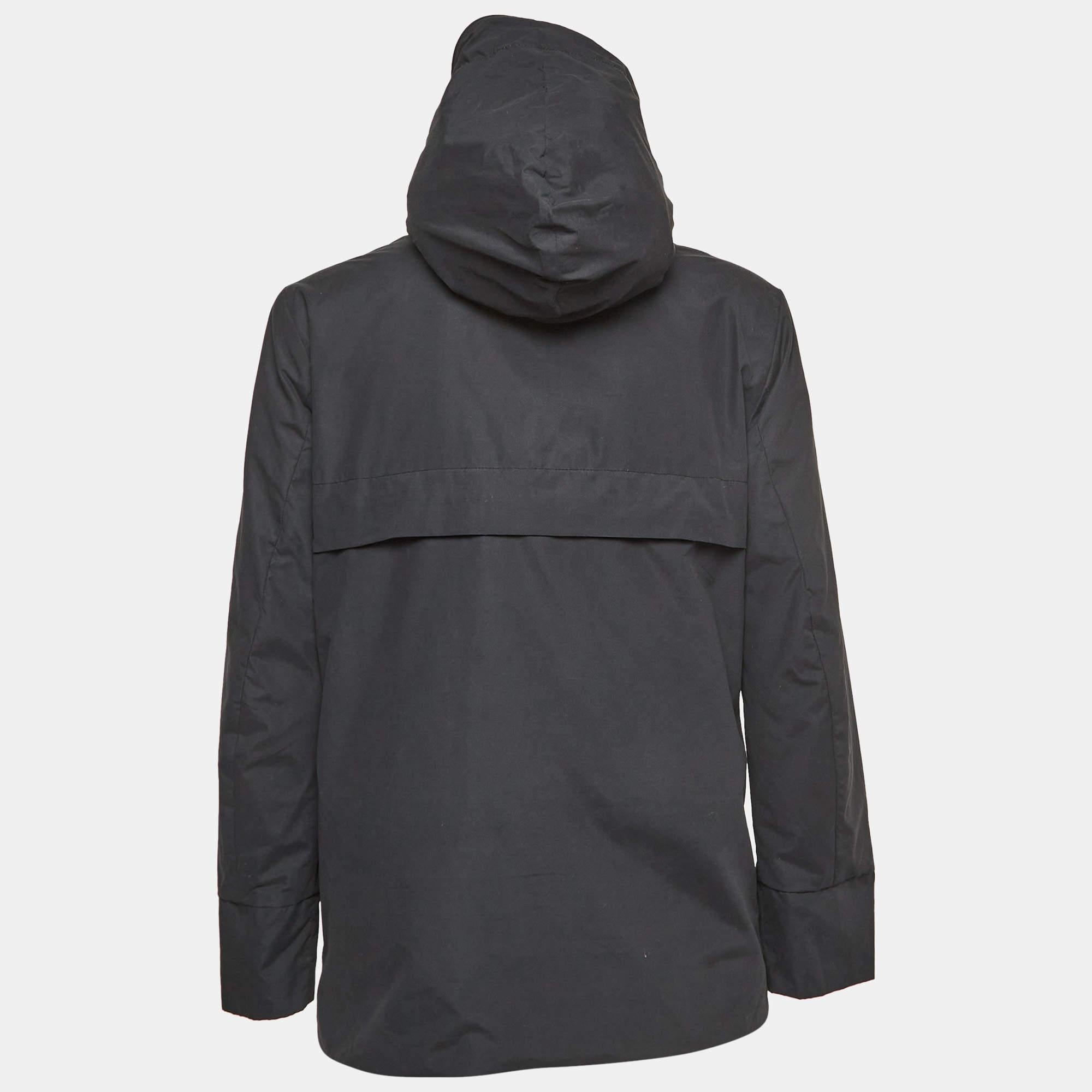 Fendi Grey/Yellow Eyes Applique Synthetic Reversible Hooded Jacket S In Good Condition In Dubai, Al Qouz 2