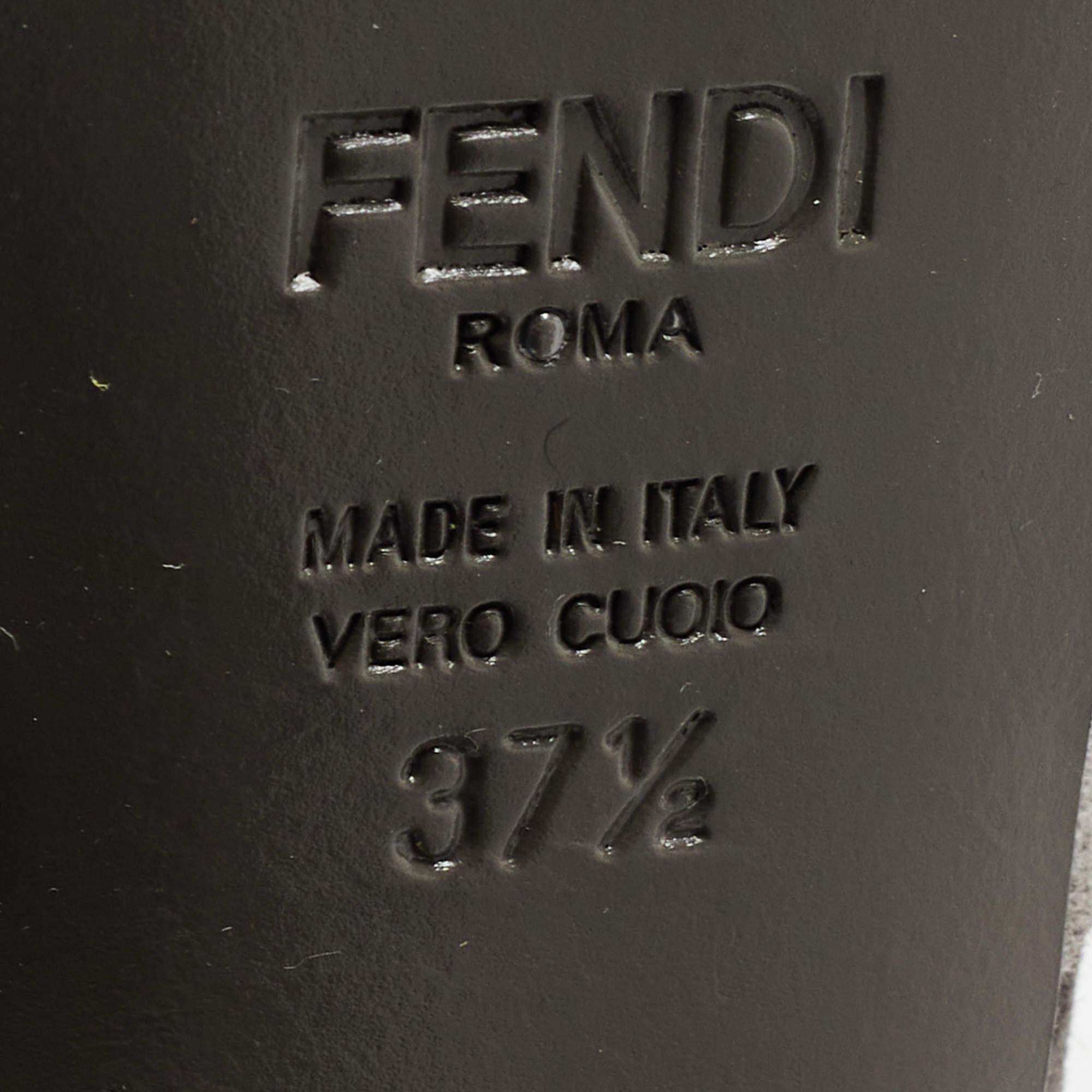 Fendi Grey/Yellow Suede Fendista Platform Pumps Size 37.5 2