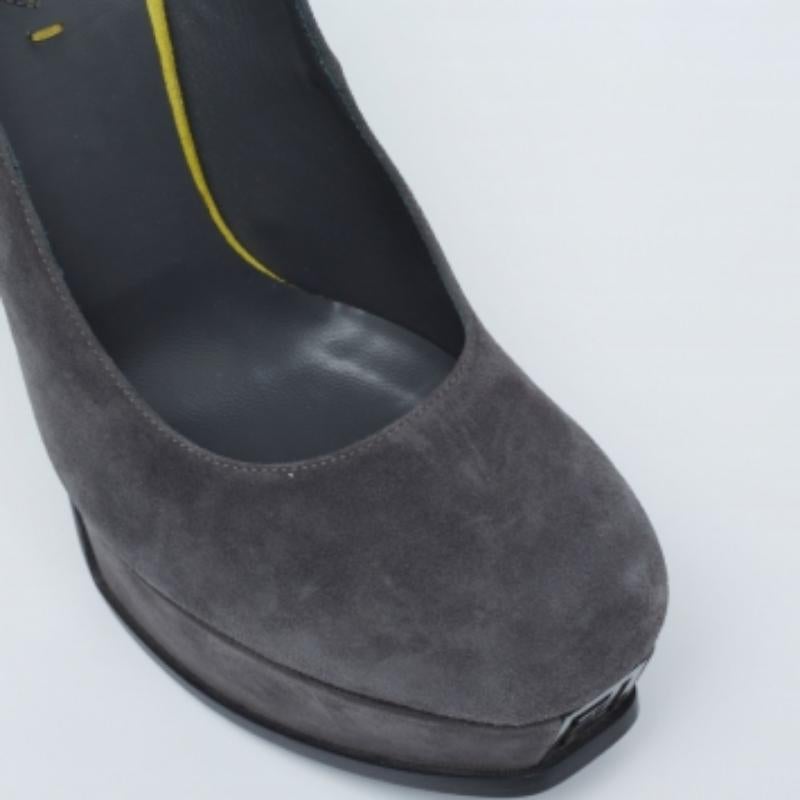 Women's Fendi Grey/Yellow Suede Fendista Platform Pumps Size 39 For Sale