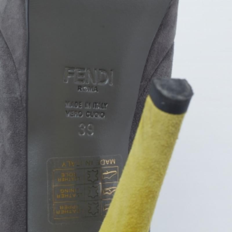 Fendi Grey/Yellow Suede Fendista Platform Pumps Size 39 For Sale 1