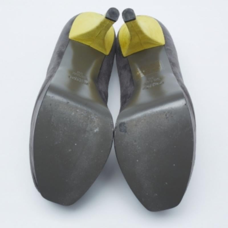 Fendi Grey/Yellow Suede Fendista Platform Pumps Size 39 For Sale 3