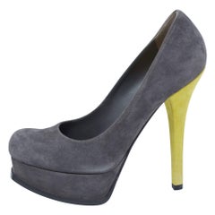 Fendi Grey/Yellow Suede Fendista Platform Pumps Size 39