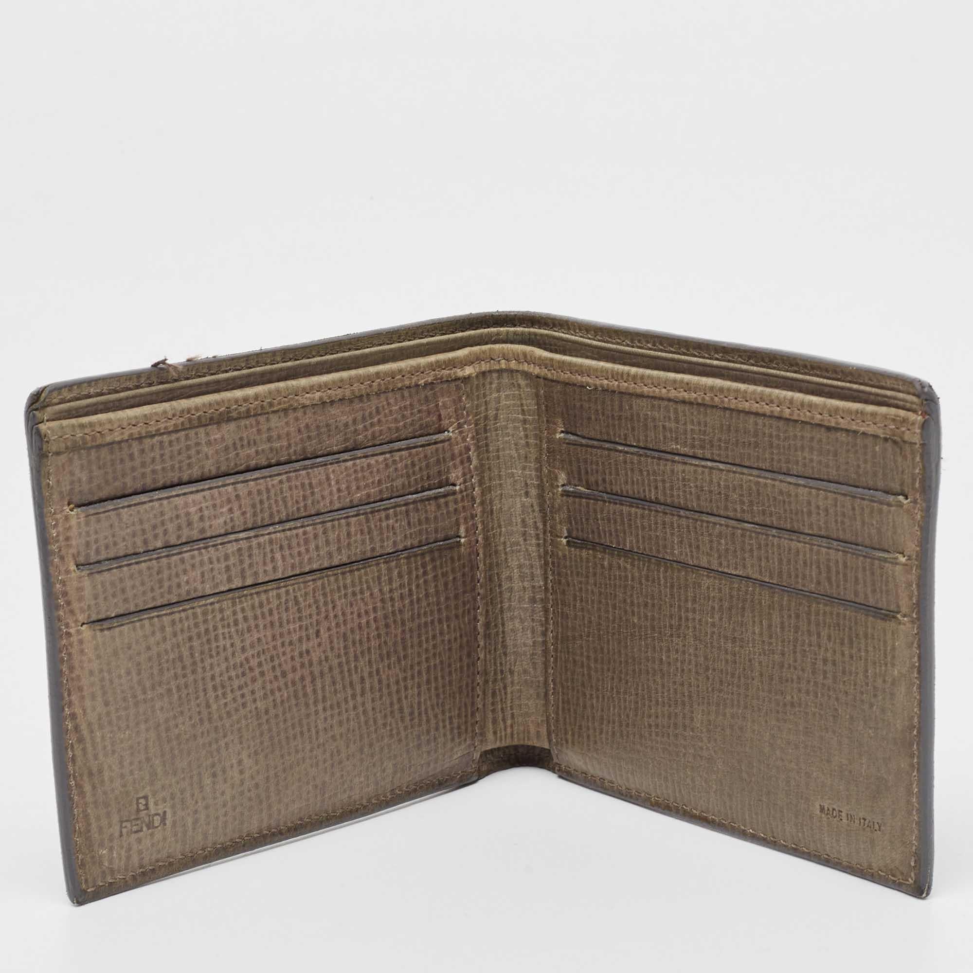 Fendi Grey Zucca Coated Canvas Bifold Wallet For Sale 7