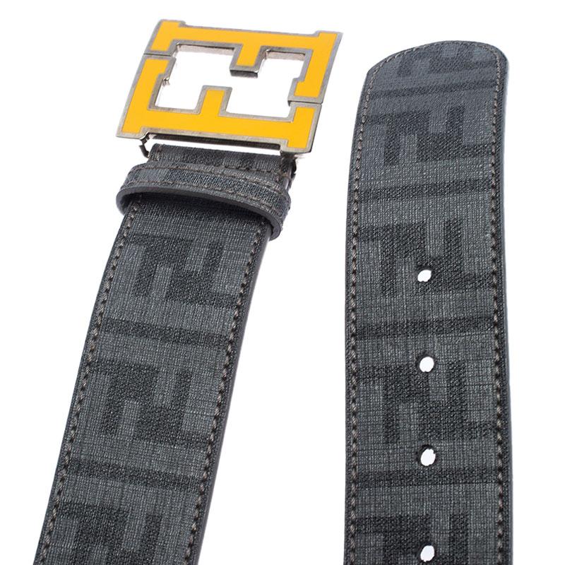 The House of Fendi is known for its luxury goods and fine craftsmanship. Signature Zucca coated canvas lends casual appeal to this well-made belt, finished with the famous 