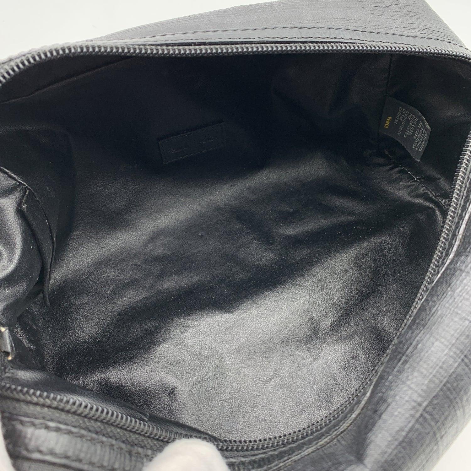 Fendi Grey Zucca FF Monogram Canvas Leather Travel Cosmetic Pouch Bag 2
