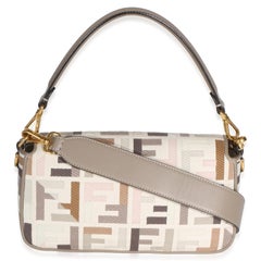 Fendi Grezzo Multicolor Tortora Canvas Multicolor FF Embroidered Baguette Bag