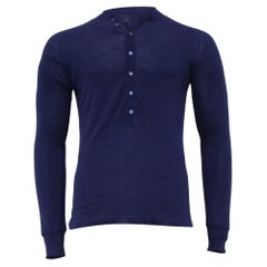 Fendi Half-Buttoned Fitted Sweater in Navy Blue Cotton