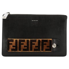 Fendi Handle Clutch Leather with Zucca Velvet Small