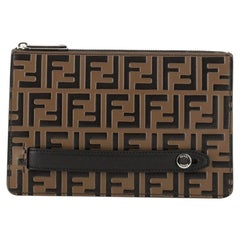 Fendi Handle Clutch Zucca Embossed Leather