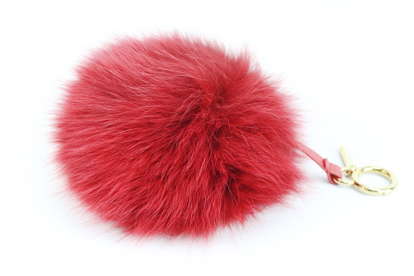 Women's Fendi Heart Fox Fur And Leather Bag Charm