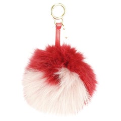 Used Fendi Heart Fox Fur And Leather Bag Charm
